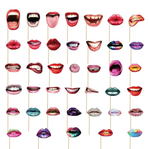 40 Stücke Lustige Lippen Mund Fotoaccessoires, Party Photo Booth Props Foto Requisiten DIY Fotorequisiten Set für Karneval, Geburtstag, Halloween Party Deko 40 Stücke Lustige Lippen Mund Fotoaccessoires, Party Photo Booth Props Foto Requisiten DIY Fotorequisiten Set für Karneval, Geburtstag, Halloween Party Deko von XDGBGFN