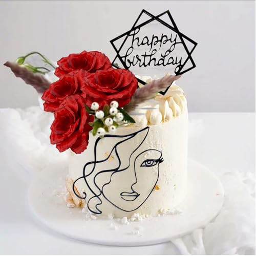 Art Lady Face Cake Topper mit Blumen Geburtstag Kuchen Dekorationen Frauen Rot Acryl Kuchen Topper für Frauen Art Lady Face Cake Topper mit Blumen Geburtstag Kuchen Dekorationen Frauen Rot Acryl Kuchen Topper für Frauen von XDGBGFN