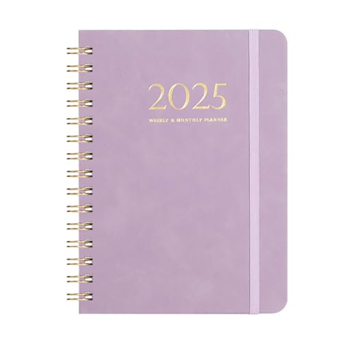 Kalender 2025 Wochenplaner Buchkalender A5 Notizbuch,ca. A5 (21,4x15,4cm),12 Monate Agenda,Jahresplaner 2025 Buch Ringbuch Kalender (Violett) von XDGBGFN