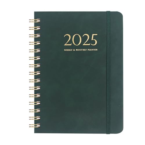 Kalender 2025 Wochenplaner Buchkalender A5 Notizbuch,ca. A5 (21,4x15,4cm),12 Monate Agenda,Jahresplaner 2025 Buch Ringbuch Kalender (Waldgrün) von XDGBGFN