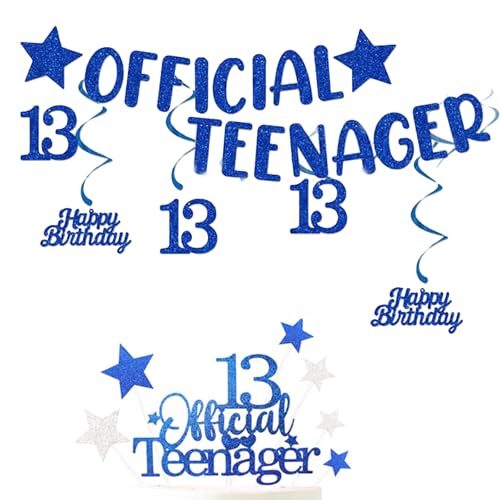 Offizieller Teenager 13 Tortenaufsätze Toppers mit Sternen,6 Blauen Glitzernde Hängenden Wirbeln Banner Dekoration für Geburtstag Party-Dekorationen Offizieller Teenager 13 Tortenaufsätze Toppers mit Sternen,6 Blauen Glitzernde Hängenden Wirbeln Banner Dekoration für Geburtstag Party-Dekorationen von XDGBGFN