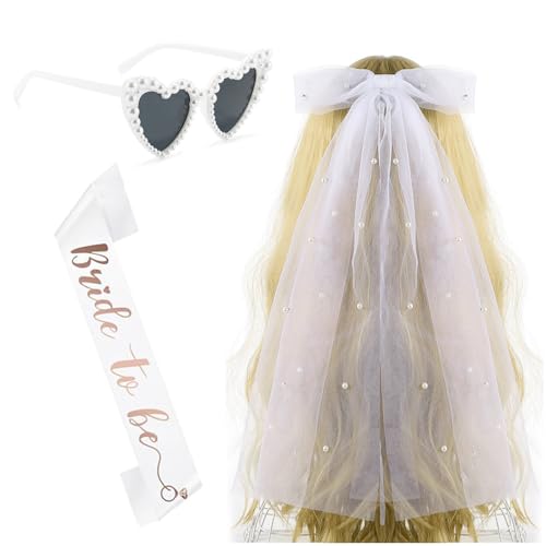 XDGBGFN 3 Stück Bride Hochzeitszubehör Herz Sonnenbrille mit Perlen Bride to Be Schärpe für Braut Bachelorette Party Deko Hochzeitsfotografie Fotografieren XDGBGFN 3 Stück Bride Hochzeitszubehör Herz Sonnenbrille mit Perlen Bride to Be Schärpe für Braut Bachelorette Party Deko Hochzeitsfotografie Fotografieren von XDGBGFN