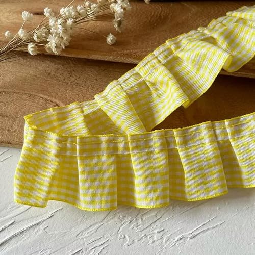 1 Meter gelbe Serie Spitzenband Zubehör handgefertigt DIY dekorative Rock Saum Kleidung Zubehör plissierte Rüschen breit von XDMING