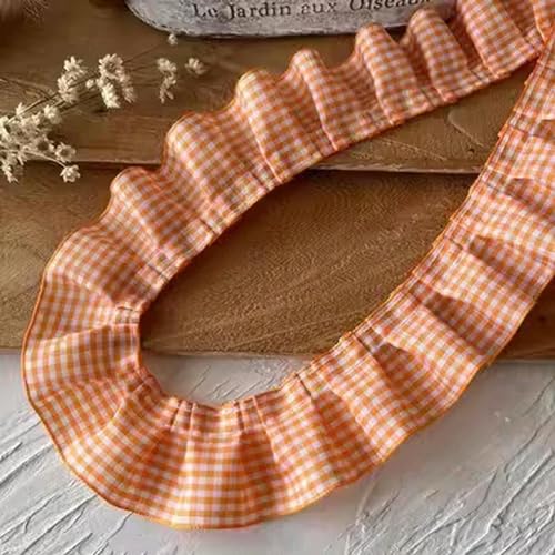 1 Meter orange Serie Spitzenband Zubehör handgefertigt DIY dekorative Rock Saum Kleidung Zubehör plissierte Rüschen breit von XDMING