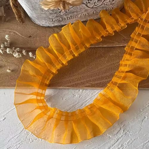 1 Meter orange Serie Spitzenband Zubehör handgefertigt DIY dekorative Rock Saum Kleidung Zubehör plissierte Rüschen breit von XDMING