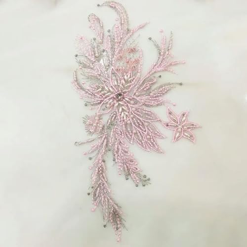 1 Paar Pailletten-Applikationen, Blumen-Stickerei-Patches, zum Aufnähen von Hochzeitskleid, Spitzen-Patches für Kleidung von XDMING