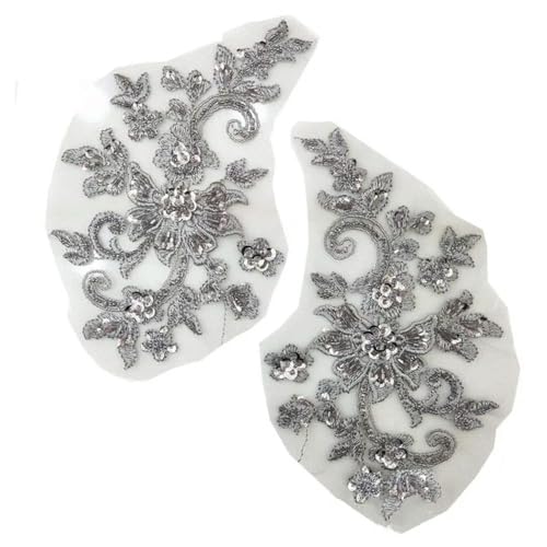 1 Paar Perlenapplikationen, Blumenaufnäher, Nähen, Hochzeitskleid, Zubehör, Stoff, Paillettenaufnäher für Kleidung von XDMING
