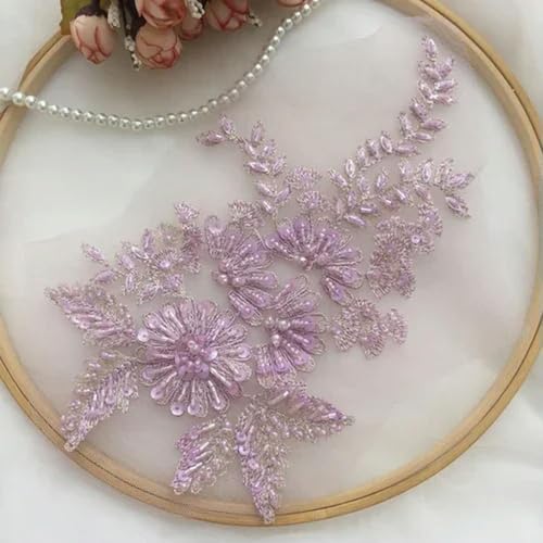 4 Stück/2 Paar, mehrfarbig, handgefertigt, Perlenapplikation, Blumen-Aufnäher, Hochzeitskleid, Zubehör, Spitzenstickerei, Reparaturkleidung 4 Stück/2 Paar, mehrfarbig, handgefertigt, Perlenapplikation, Blumen-Aufnäher, Hochzeitskleid, Zubehör, Spitzenstickerei, Reparaturkleidung von XDMING