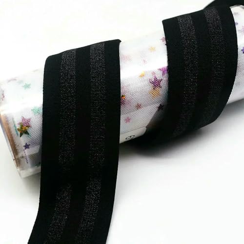 XDMING 40 mm Dickes, gestreiftes Gummiband, Hosenbund-Verschlussband, breites, flaches, elastisches, gestreiftes Gurtband für Heimnähzubehör, 5 m von XDMING