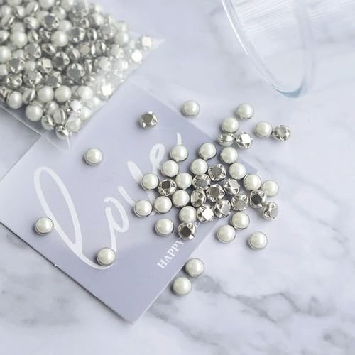 XDMING 50 Stück 5 mm Silber/Gold-Rückseite, weiße Perle, runde Mini-Knöpfe, winzig, für Puppen, Basteln, Scrapbooking, DIY XDMING 50 Stück 5 mm Silber/Gold-Rückseite, weiße Perle, runde Mini-Knöpfe, winzig, für Puppen, Basteln, Scrapbooking, DIY von XDMING