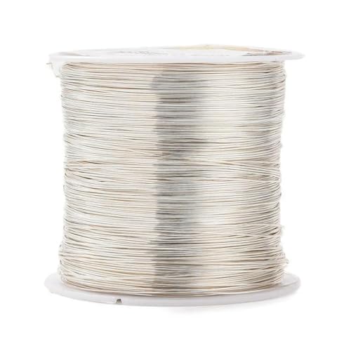 XDMING 72 m/1 Rolle, runder Kupferdraht, Kupferdraht zum Perlenbinden zur Schmuckherstellung, langlebig, versilbert, 28 Gauge, 0,3 mm, ca. 236,22 Fuß XDMING 72 m/1 Rolle, runder Kupferdraht, Kupferdraht zum Perlenbinden zur Schmuckherstellung, langlebig, versilbert, 28 Gauge, 0,3 mm, ca. 236,22 Fuß von XDMING