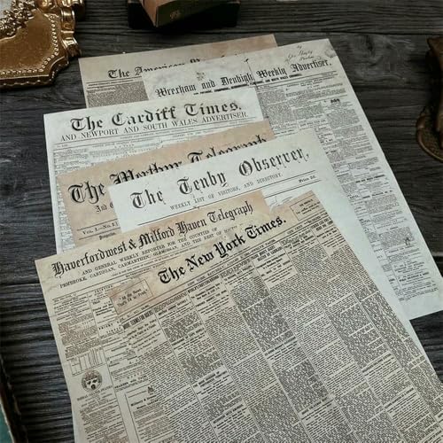 XDMING 8 Blatt Vintage Zeitung Dekoratives Bastelpapier Junk Journal Ephemera Retro Hintergrund Papier Tagebuch Scrapbooking Material XDMING 8 Blatt Vintage Zeitung Dekoratives Bastelpapier Junk Journal Ephemera Retro Hintergrund Papier Tagebuch Scrapbooking Material von XDMING