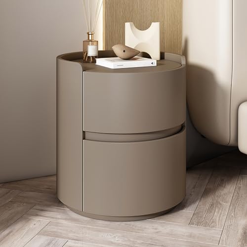 Moderner, minimalistischer Schlafzimmer-Nachttisch aus massivem Holz in Weiß, runder Nachttisch mit Aufbewahrungsschubladen, Kommode, Nachttisch aus Holz, Mini-Nachttisch, Schlafzimmer-Beistelltisch ( von XDONE