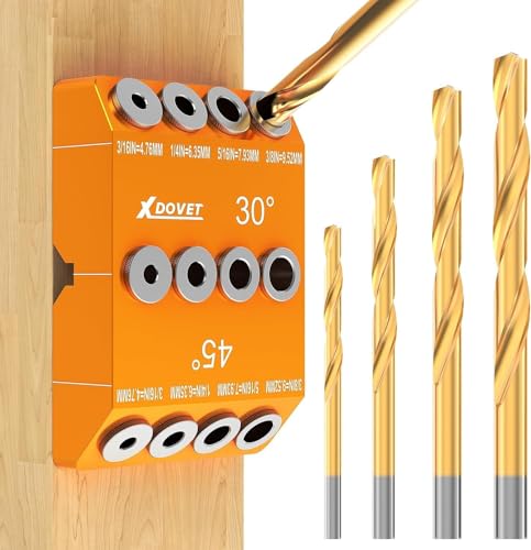 XDOVET 30 45 90 Grad Winkel 4 Größen Bohrlehre mit 4 Bohrer für gewinkelte Löcher/gerade Löcher Langlebige Aluminiumlegierung Bohrerführung für Kabel Geländer Lag Schraube Holzpfosten XDOVET 30 45 90 Grad Winkel 4 Größen Bohrlehre mit 4 Bohrer für gewinkelte Löcher/gerade Löcher Langlebige Aluminiumlegierung Bohrerführung für Kabel Geländer Lag Schraube Holzpfosten von XDOVET