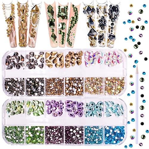 XEAOHESY Strasssteine mit flacher Rückseite, flache Rückseite, Blau, Lila, Mineralgold, Schwarz, AB-Grün, Strasssteine für Nägel, Nagelkristalle, runde Perlen, Glassteine, verschiedene Formen, Größen XEAOHESY Strasssteine mit flacher Rückseite, flache Rückseite, Blau, Lila, Mineralgold, Schwarz, AB-Grün, Strasssteine für Nägel, Nagelkristalle, runde Perlen, Glassteine, verschiedene Formen, Größen von XEAOHESY