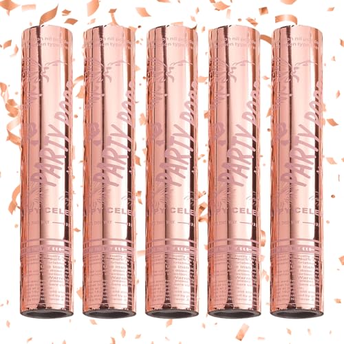 5 x Konfettikanone, 30 cm, biologisch abbaubar, Party-Popper, mehrfarbig, Konfetti für Party, Geburtstag, Ladenöffnung, Hochzeiten, Jubiläum, Abschlussfeier, Neujahr (Rosa) von XEERUN