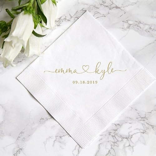 XEL 100 Stück personalisierte Hochzeitsservietten mit Namen, Cocktail-Servietten, Bar-Servietten - weiß, schwarz, rot, grün, türkis - Bambus-Zellstoff, 3-lagig, 16,5 x 16,5 cm, 12,2 x 12,2 cm XEL 100 Stück personalisierte Hochzeitsservietten mit Namen, Cocktail-Servietten, Bar-Servietten - weiß, schwarz, rot, grün, türkis - Bambus-Zellstoff, 3-lagig, 16,5 x 16,5 cm, 12,2 x 12,2 cm von Guoml