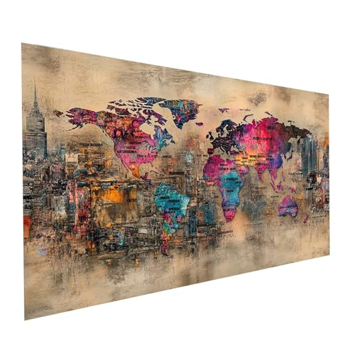 5D Diamond Painting Erwachsene Abstrakt Runden Volldiamant Malen Nach Zahlen Weltkarte, Diamant Strasssteine DIY Set mit Diamond Painting Zubehör, Bastelset Erwachsene, Zimmer Deko 160x80cm Model01751 5D Diamond Painting Erwachsene Abstrakt Runden Volldiamant Malen Nach Zahlen Weltkarte, Diamant Strasssteine DIY Set mit Diamond Painting Zubehör, Bastelset Erwachsene, Zimmer Deko 160x80cm Model01751 von XELIETOO
