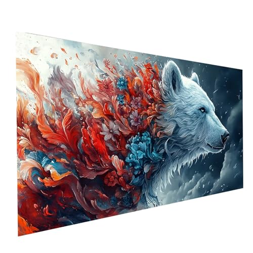 5D Diamond Painting Erwachsene Bär Runden Volldiamant Malen Nach Zahlen Blume, Diamant Strasssteine DIY Set mit Diamond Painting Zubehör, Bastelset Erwachsene für Zimmer Deko 200x100cm Model-05432 von XELIETOO