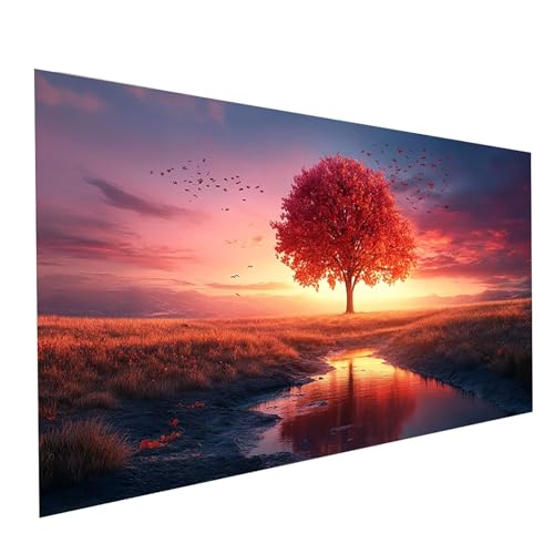 5D Diamond Painting Erwachsene Baum Runden Volldiamant Malen Nach Zahlen Landschaft, Diamant Strasssteine DIY Set mit Diamond Painting Zubehör,Bastelset Erwachsene für Zimmer Deko 60 x 30cm Model06834 von XELIETOO