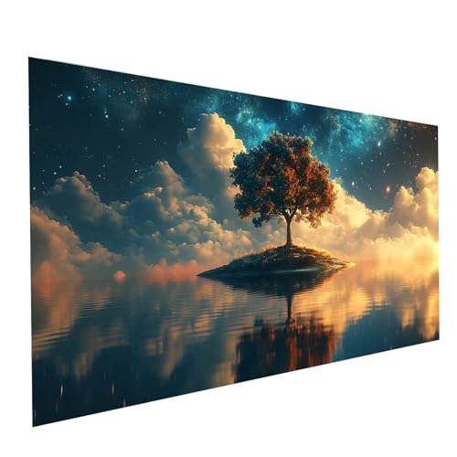 5D Diamond Painting Erwachsene Baum Square Volldiamant Malen Nach Zahlen Sternenhimmel, Diamant Strasssteine DIY Set mit Diamond Painting Zubehör, Bastelset Erwachsene, Zimmer Deko 120x60cm Model08229 von XELIETOO