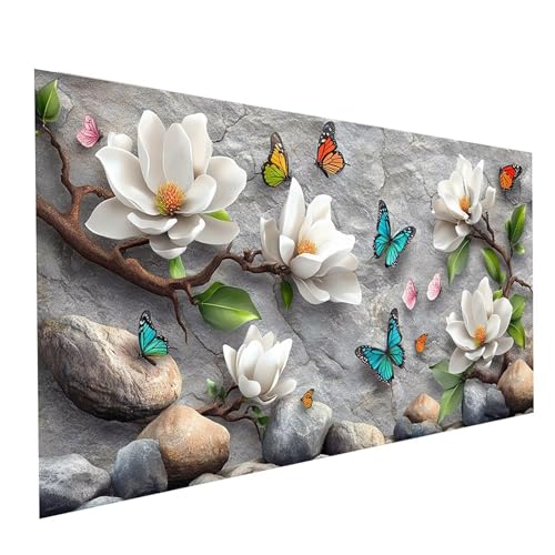 5D Diamond Painting Erwachsene Blume Runden Volldiamant Malen Nach Zahlen Schmetterling, Diamant Strasssteine DIY Set mit Diamond Painting Zubehör, Bastelset Erwachsene Room Decor 160x80cm Model-09879 von XELIETOO
