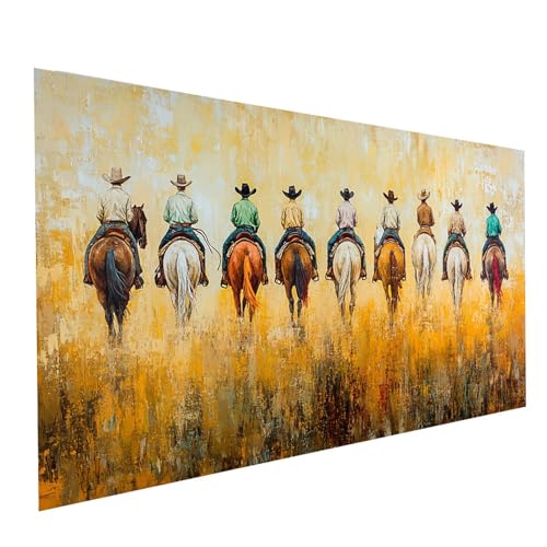5D Diamond Painting Erwachsene Cowboy Runden Volldiamant Malen Nach Zahlen Landschaft, Diamant Strasssteine DIY Set mit Diamond Painting Zubehör, Bastelset Erwachsene, Zimmer Deko 140x70cm Model-09910 von XELIETOO