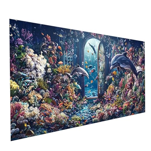 5D Diamond Painting Erwachsene Delphin Runden Volldiamant Malen Nach Zahlen Landschaft, Diamant Strasssteine DIY Set mit Diamond Painting Zubehör, Bastelset Erwachsene, Zimmer Deko 60x30cm Model-00594 5D Diamond Painting Erwachsene Delphin Runden Volldiamant Malen Nach Zahlen Landschaft, Diamant Strasssteine DIY Set mit Diamond Painting Zubehör, Bastelset Erwachsene, Zimmer Deko 60x30cm Model-00594 von XELIETOO