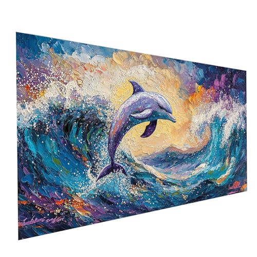 5D Diamond Painting Erwachsene Delphin Runden Volldiamant Malen Nach Zahlen Tier, Diamant Strasssteine DIY Set mit Diamond Painting Zubehör, Bastelset Erwachsene für Zimmer Deko 80x40cm Model-00051 5D Diamond Painting Erwachsene Delphin Runden Volldiamant Malen Nach Zahlen Tier, Diamant Strasssteine DIY Set mit Diamond Painting Zubehör, Bastelset Erwachsene für Zimmer Deko 80x40cm Model-00051 von XELIETOO