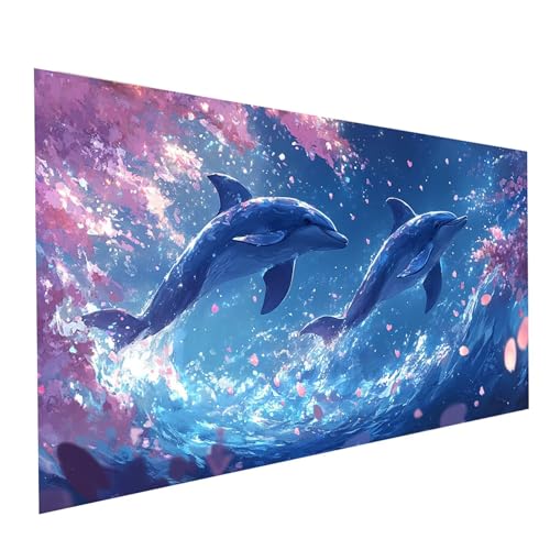 5D Diamond Painting Erwachsene Delphin Square Volldiamant Malen Nach Zahlen Blume, Diamant Strasssteine DIY Set mit Diamond Painting Zubehör, Bastelset Erwachsene für Zimmer Deko 60x30cm Model-05666 5D Diamond Painting Erwachsene Delphin Square Volldiamant Malen Nach Zahlen Blume, Diamant Strasssteine DIY Set mit Diamond Painting Zubehör, Bastelset Erwachsene für Zimmer Deko 60x30cm Model-05666 von XELIETOO