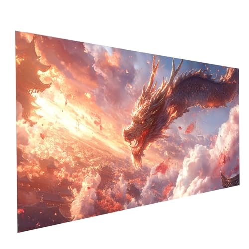 5D Diamond Painting Erwachsene Drachen Square Volldiamant Malen Nach Zahlen Stadt, Diamant Strasssteine DIY Set mit Diamond Painting Zubehör,Bastelset Erwachsene für Zimmer Deko 140 x 70 cm Model06758 von XELIETOO