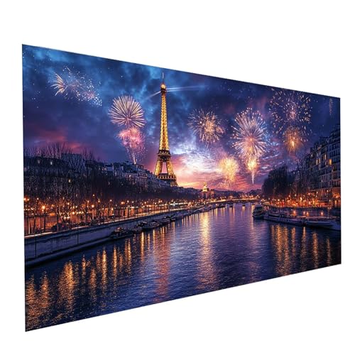 5D Diamond Painting Erwachsene Eiffelturm Square Volldiamant Malen Nach Zahlen Nachtansicht, Diamant Strasssteine DIY Set mit Diamond Painting Zubehör, Bastelset Erwachsene 200x100cm Model-15048 von XELIETOO