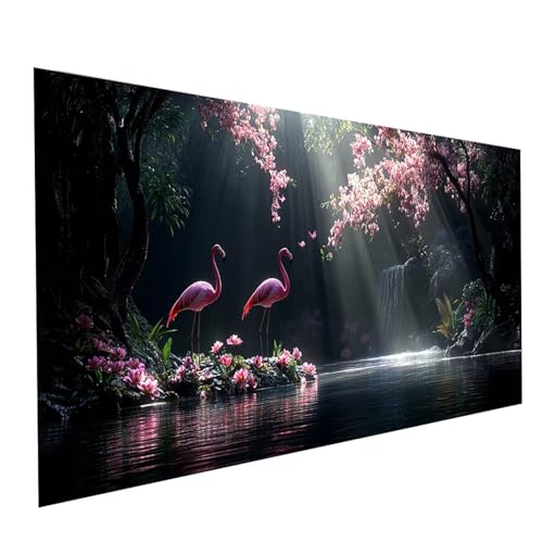 5D Diamond Painting Erwachsene Flamingo Runden Volldiamant Malen Nach Zahlen Landschaft, Diamant Strasssteine DIY Set mit Diamond Painting Zubehör, Bastelset Erwachsene Room Decor 140x70cm Model-08246 von XELIETOO