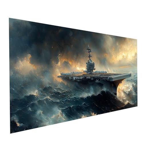 5D Diamond Painting Erwachsene Flugzeugträger Square Volldiamant Malen Nach Zahlen Seeschlacht, Diamant Strasssteine DIY Set mit Diamond Painting Zubehör, Bastelset Erwachsene 140x70cm Model-05766 von XELIETOO