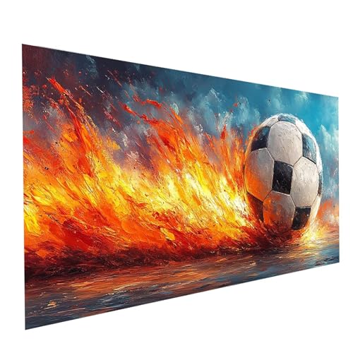 5D Diamond Painting Erwachsene Fußball Runden Volldiamant Malen Nach Zahlen Sport, Diamant Strasssteine DIY Set mit Diamond Painting Zubehör, Bastelset Erwachsene für Zimmer Deko 140x70cm Model-01686 von XELIETOO