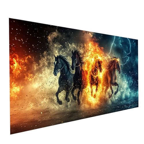 5D Diamond Painting Erwachsene Horse Runden Volldiamant Malen Nach Zahlen Tier, Diamant Strasssteine DIY Set mit Diamond Painting Zubehör, Bastelset Erwachsene für Zimmer Deko 60 x 30 cm Model-15058 von XELIETOO