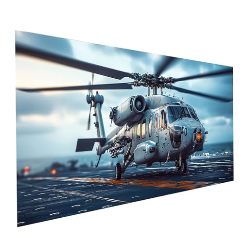 5D Diamond Painting Erwachsene Hubschrauber Runden Volldiamant Malen Nach Zahlen Boot, Diamant Strasssteine DIY Set mit Diamond Painting Zubehör, Bastelset Erwachsene, Zimmer Deko 60x30cm Model-14898 von XELIETOO