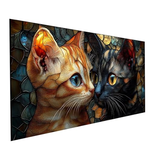 5D Diamond Painting Erwachsene Katze Square Volldiamant Malen Nach Zahlen Tier, Diamant Strasssteine DIY Set mit Diamond Painting Zubehör, Bastelset Erwachsene für Zimmer Deko 200 x 100cm Model-14952 von XELIETOO