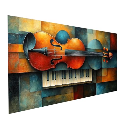 5D Diamond Painting Erwachsene Klavier Square Volldiamant Malen Nach Zahlen Violine, Diamant Strasssteine DIY Set mit Diamond Painting Zubehör, Bastelset Erwachsene für Zimmer Deko 140x70cm Model05382 von XELIETOO