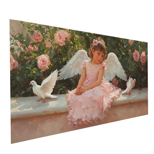 5D Diamond Painting Erwachsene Kleiner Engel Square Volldiamant Malen Nach Zahlen Taube, Diamant Strasssteine DIY Set mit Diamond Painting Zubehör, Bastelset Erwachsene Room Decor 160x80cm Model-05575 von XELIETOO