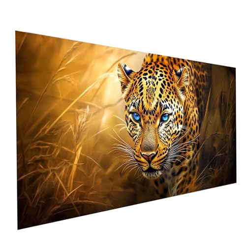 5D Diamond Painting Erwachsene Leopard Runden Volldiamant Malen Nach Zahlen Tier, Diamant Strasssteine DIY Set mit Diamond Painting Zubehör, Bastelset Erwachsene für Zimmer Deko 80x40cm Model-08307 von XELIETOO