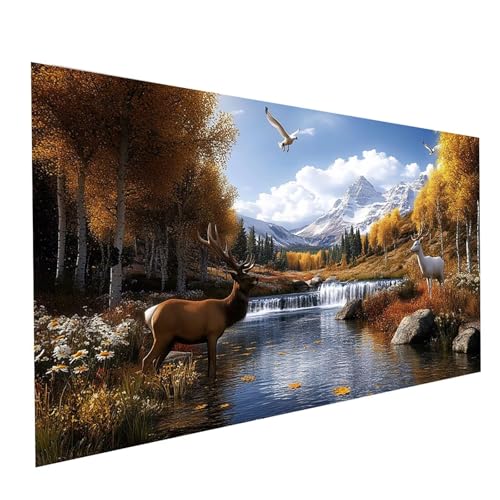 5D Diamond Painting Erwachsene Reh Square Volldiamant Malen Nach Zahlen Landschaft, Diamant Strasssteine DIY Set mit Diamond Painting Zubehör, Bastelset Erwachsene für Zimmer Deko 160x80cm Model-09799 von XELIETOO