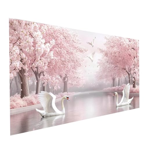 5D Diamond Painting Erwachsene Schwan Square Volldiamant Malen Nach Zahlen Blume, Diamant Strasssteine DIY Set mit Diamond Painting Zubehör, Bastelset Erwachsene für Zimmer Deko 100 x 50 cm Model07908 von XELIETOO