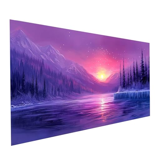 5D Diamond Painting Erwachsene Sonnenuntergang Runden Volldiamant Malen Nach Zahlen Winter, Diamant Strasssteine DIY Set mit Diamond Painting Zubehör, Bastelset Erwachsene 200x100cm Model-05720 von XELIETOO