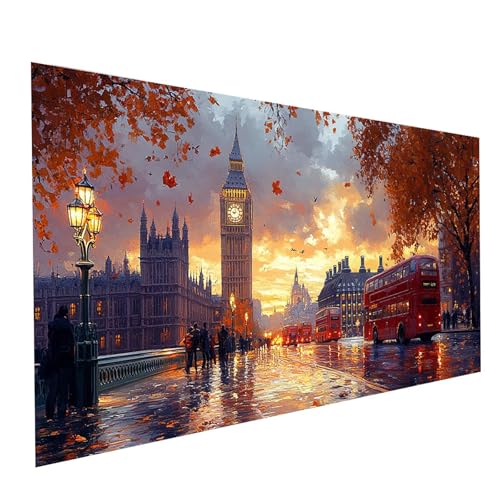 5D Diamond Painting Erwachsene Stadt Runden Volldiamant Malen Nach Zahlen London, Diamant Strasssteine DIY Set mit Diamond Painting Zubehör, Bastelset Erwachsene für Zimmer Deko 160x80cm Model-00727 5D Diamond Painting Erwachsene Stadt Runden Volldiamant Malen Nach Zahlen London, Diamant Strasssteine DIY Set mit Diamond Painting Zubehör, Bastelset Erwachsene für Zimmer Deko 160x80cm Model-00727 von XELIETOO
