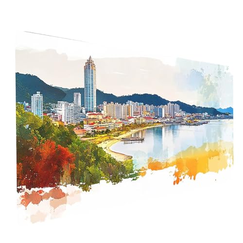 5D Diamond Painting Erwachsene Stadt Square Volldiamant Malen Nach Zahlen Landschaft, Diamant Strasssteine DIY Set mit Diamond Painting Zubehör, Bastelset Erwachsene für Zimmer Deko 60x30cm Model06914 von XELIETOO