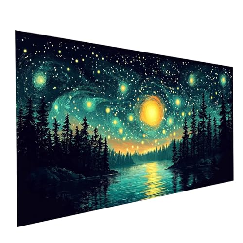 5D Diamond Painting Erwachsene Sternenhimmel Runden Volldiamant Malen Nach Zahlen See, Diamant Strasssteine DIY Set mit Diamond Painting Zubehör, Bastelset Erwachsene, Zimmer Deko 200x100cm Model15000 von XELIETOO