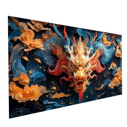 5D Diamond Painting Erwachsene Tier Runden Volldiamant Malen Nach Zahlen Drachen, Diamant Strasssteine DIY Set mit Diamond Painting Zubehör, Bastelset Erwachsene für Zimmer Deko 140 x 70 cm Model01238 5D Diamond Painting Erwachsene Tier Runden Volldiamant Malen Nach Zahlen Drachen, Diamant Strasssteine DIY Set mit Diamond Painting Zubehör, Bastelset Erwachsene für Zimmer Deko 140 x 70 cm Model01238 von XELIETOO