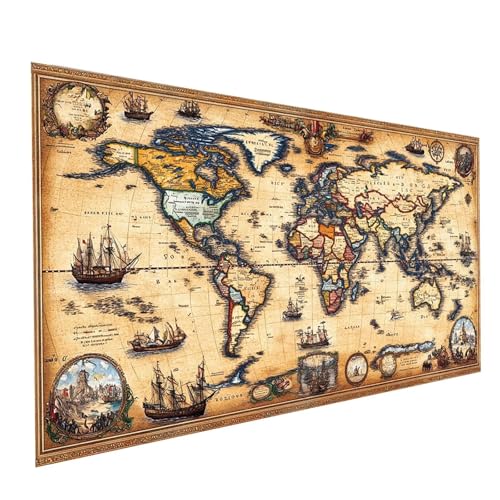 5D Diamond Painting Erwachsene Weltkarte Runden Volldiamant Malen Nach Zahlen Boot, Diamant Strasssteine DIY Set mit Diamond Painting Zubehör, Bastelset Erwachsene für Zimmer Deko 140x70cm Model-01398 5D Diamond Painting Erwachsene Weltkarte Runden Volldiamant Malen Nach Zahlen Boot, Diamant Strasssteine DIY Set mit Diamond Painting Zubehör, Bastelset Erwachsene für Zimmer Deko 140x70cm Model-01398 von XELIETOO