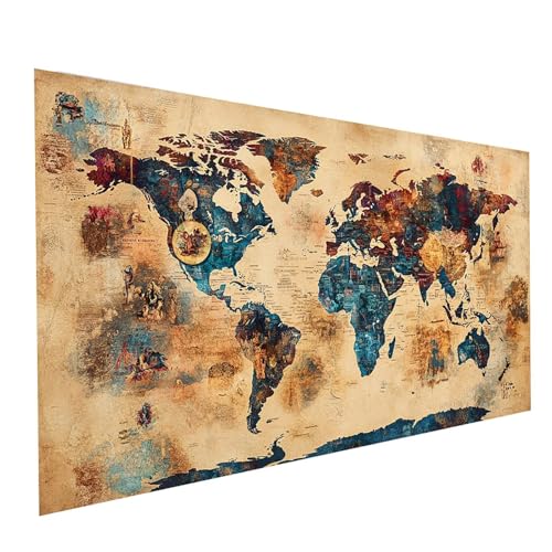 5D Diamond Painting Erwachsene Weltkarte Square Volldiamant Malen Nach Zahlen Karte, Diamant Strasssteine DIY Set mit Diamond Painting Zubehör, Bastelset Erwachsene für Zimmer Deko 160x80cm Model00231 5D Diamond Painting Erwachsene Weltkarte Square Volldiamant Malen Nach Zahlen Karte, Diamant Strasssteine DIY Set mit Diamond Painting Zubehör, Bastelset Erwachsene für Zimmer Deko 160x80cm Model00231 von XELIETOO